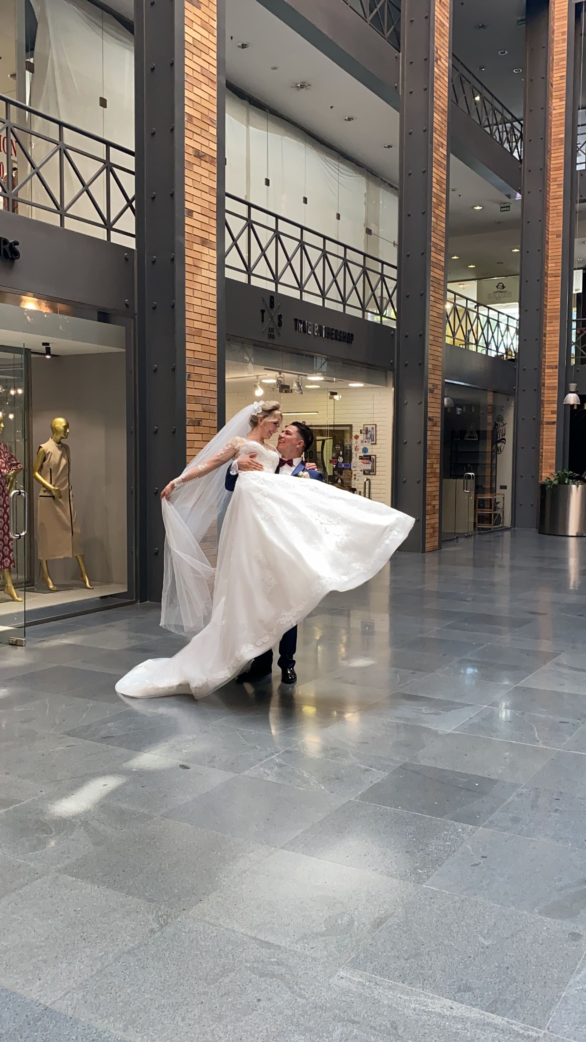 Bride smiling during first dance